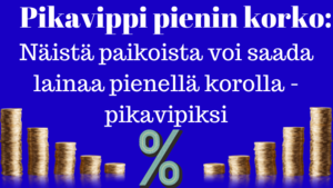 Pikavippi pienin korko – Näiltä lainaa nopeasti pienellä korolla 2020